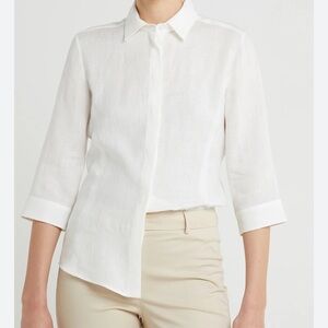 Weekend Max Mara White Linen Button-Down Shirt